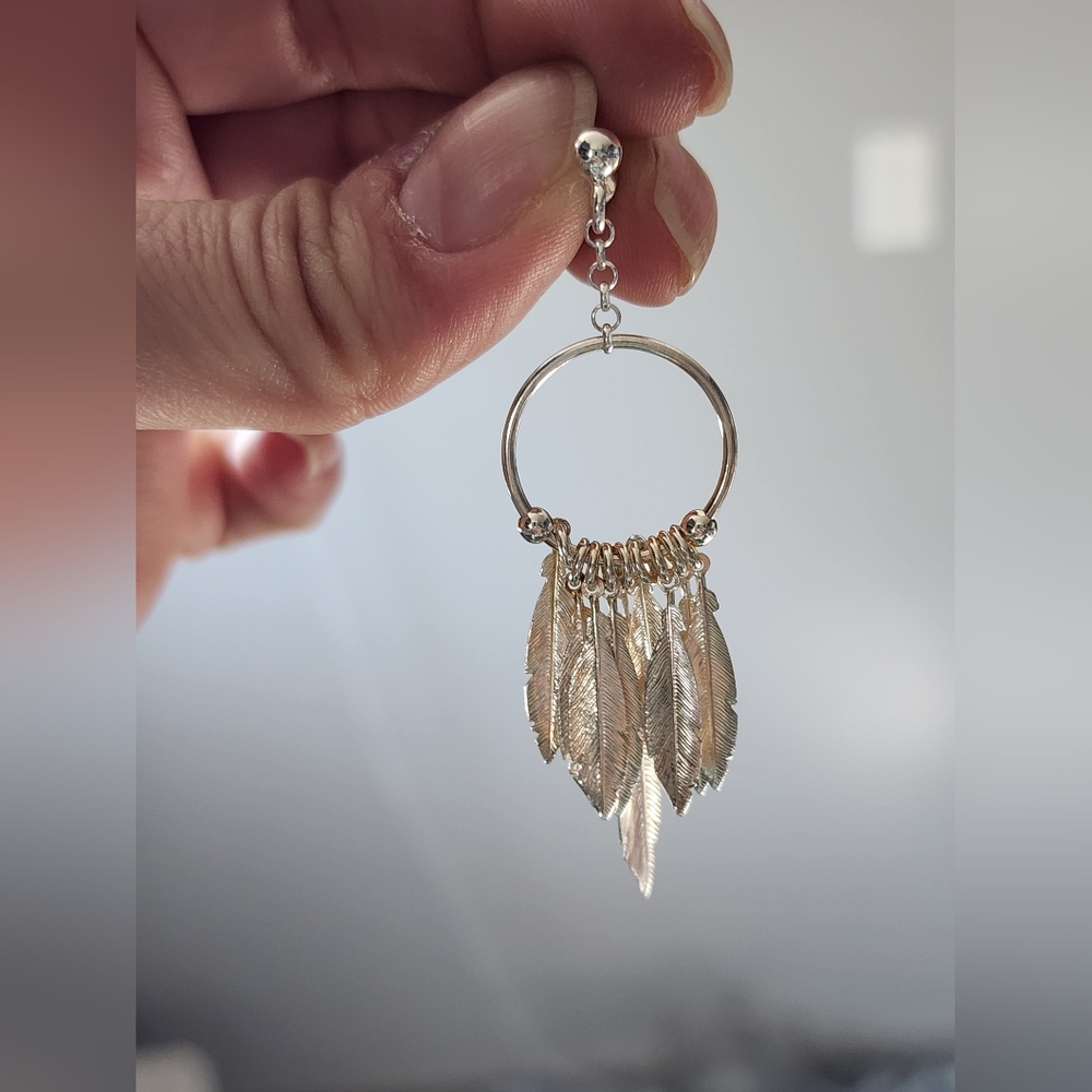 Sterling Silver Feather Dangle Earrings - Picture 3 of 3